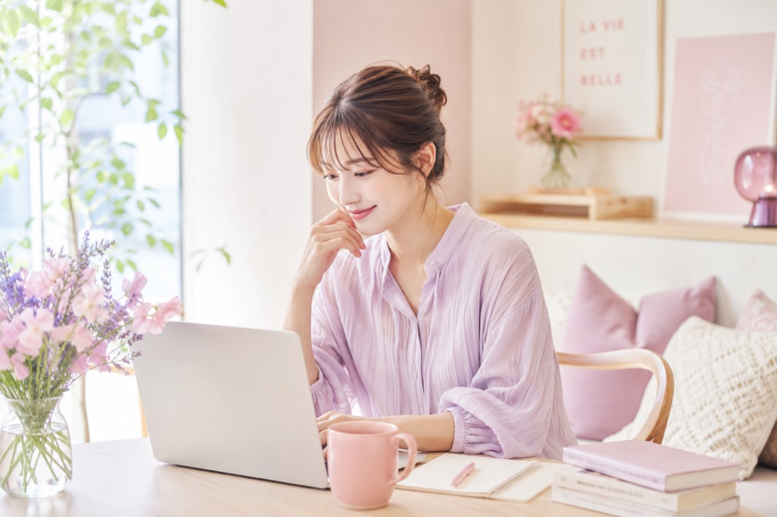 ノートPCでAIをさらっと使いこなす女性